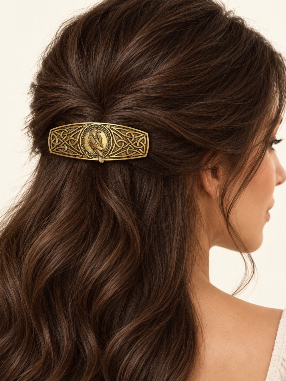 Antique Gold Celtic Bird Metal Barrette